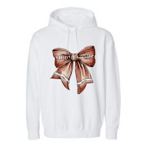 Coquette Bow Pumpkin American Football Thanksgiving Autumn Garment-Dyed Fleece Hoodie