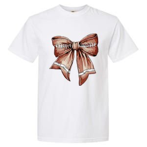 Coquette Bow Pumpkin American Football Thanksgiving Autumn Garment-Dyed Heavyweight T-Shirt