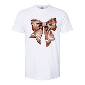 Coquette Bow Pumpkin American Football Thanksgiving Autumn Softstyle CVC T-Shirt