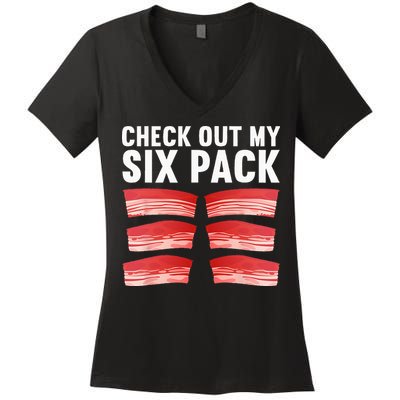 Cool Bacon Pork Food Meat Lovers Foodie Women's V-Neck T-Shirt