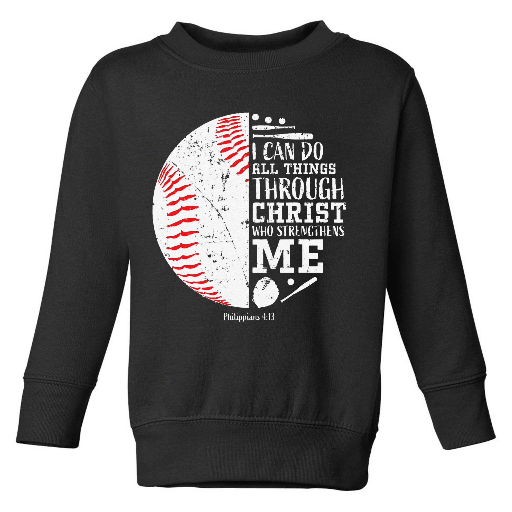 Cool Baseball Player Gifts Christian Bible Verse Toddler Sweatshirt