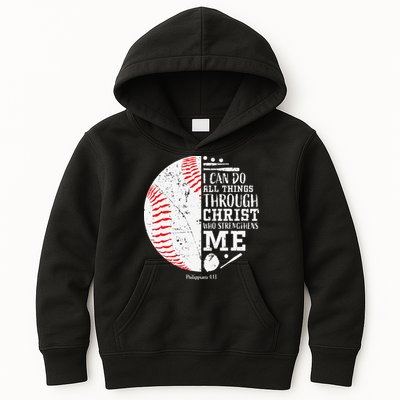 Cool Baseball Player Gifts Christian Bible Verse Kids Hoodie