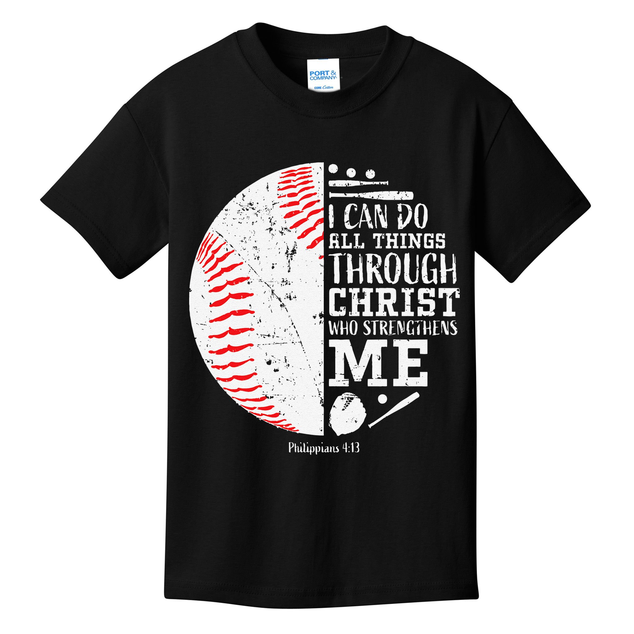 Cool Baseball Player Gifts Christian Bible Verse Kids T-Shirt