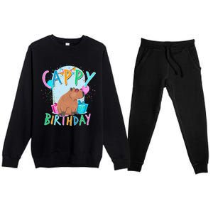 Capybara Birthday Party Capybaras Premium Crewneck Sweatsuit Set