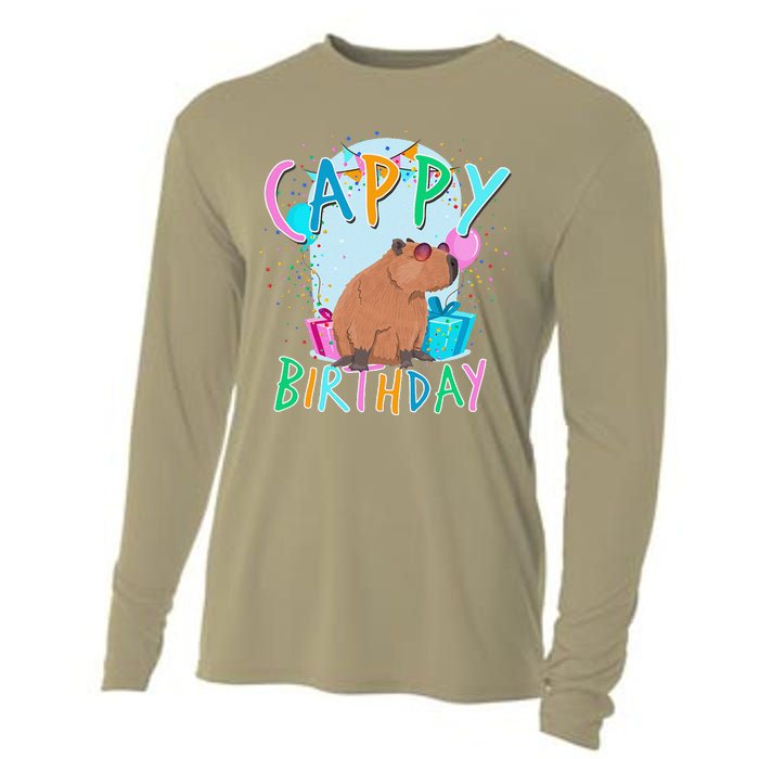 Capybara Birthday Party Capybaras Cooling Performance Long Sleeve Crew