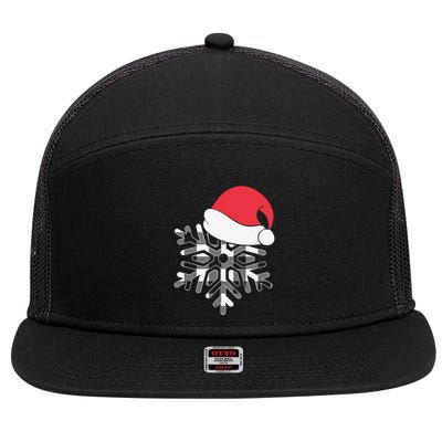 Christmas Buffalo Plaid Snowflake 7 Panel Mesh Trucker Snapback Hat