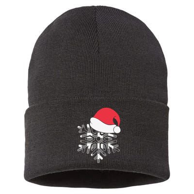 Christmas Buffalo Plaid Snowflake Sustainable Knit Beanie