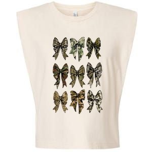 Camouflage Bow Pattern Graphic Garment-Dyed Women's Muscle Tee