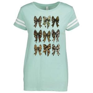 Camouflage Bow Pattern Graphic Enza Ladies Jersey Football T-Shirt