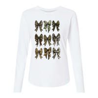 Camouflage Bow Pattern Graphic Womens Cotton Relaxed Long Sleeve T-Shirt