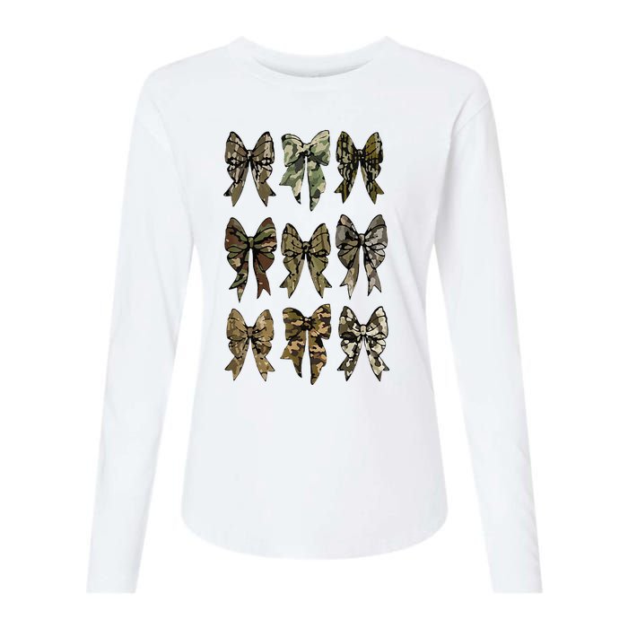 Camouflage Bow Pattern Graphic Womens Cotton Relaxed Long Sleeve T-Shirt