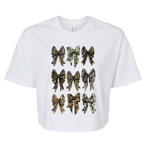 Camouflage Bow Pattern Graphic Bella+Canvas Jersey Crop Tee