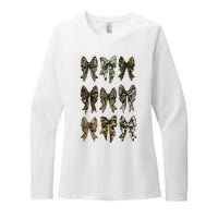 Camouflage Bow Pattern Graphic Womens CVC Long Sleeve Shirt