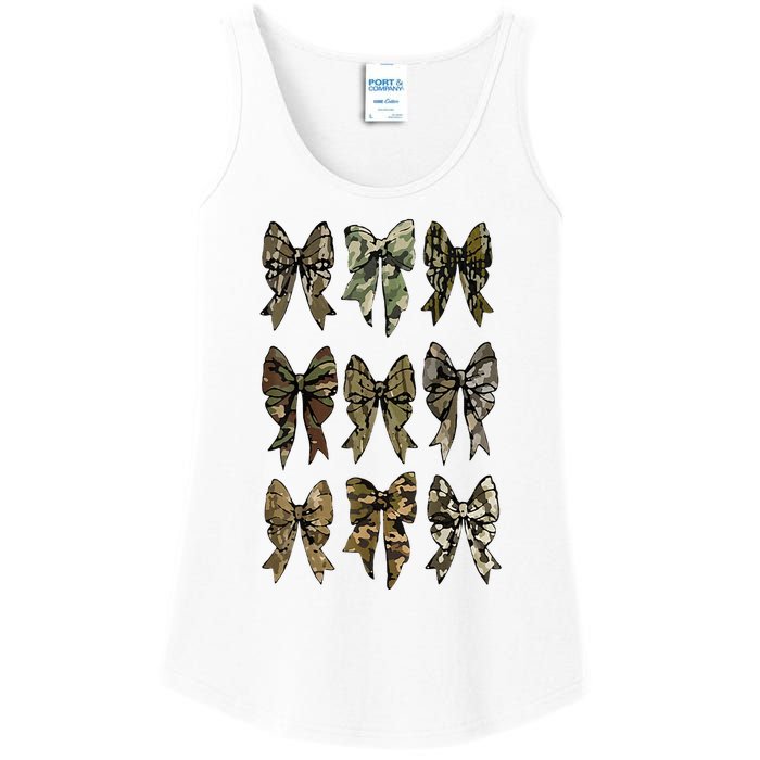 Camouflage Bow Pattern Graphic Ladies Essential Tank