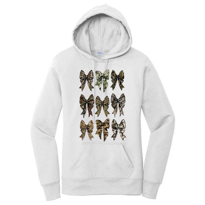 Camouflage Bow Pattern Graphic Women's Pullover Hoodie