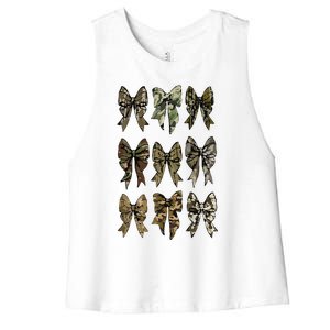 Camouflage Bow Pattern Graphic Women's Racerback Cropped Tank