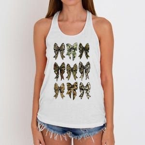 Camouflage Bow Pattern Graphic Women's Knotted Racerback Tank