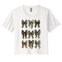 Camouflage Bow Pattern Graphic Women's Crop Top Tee