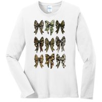 Camouflage Bow Pattern Graphic Ladies Long Sleeve Shirt