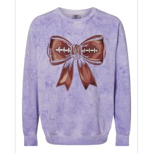 Coquette Bow Pumpkin American Football Autumn Thanksgiving Colorblast Crewneck Sweatshirt