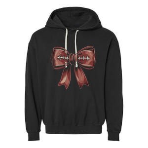 Coquette Bow Pumpkin American Football Autumn Thanksgiving Garment-Dyed Fleece Hoodie