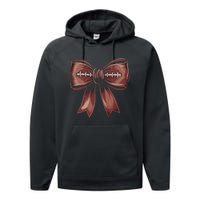 Coquette Bow Pumpkin American Football Autumn Thanksgiving Performance Fleece Hoodie