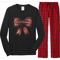 Coquette Bow Pumpkin American Football Autumn Thanksgiving Long Sleeve Pajama Set