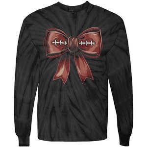 Coquette Bow Pumpkin American Football Autumn Thanksgiving Tie-Dye Long Sleeve Shirt