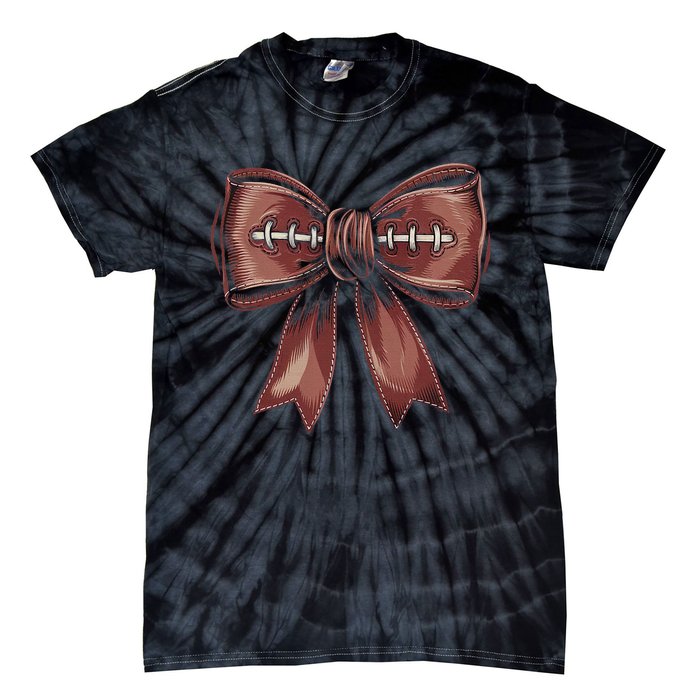 Coquette Bow Pumpkin American Football Autumn Thanksgiving Tie-Dye T-Shirt