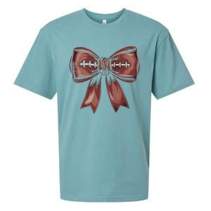 Coquette Bow Pumpkin American Football Autumn Thanksgiving Sueded Cloud Jersey T-Shirt