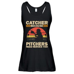 Catcher Because Pitchers Need Heroes Too Baseball Ladies Essential Flowy Tank