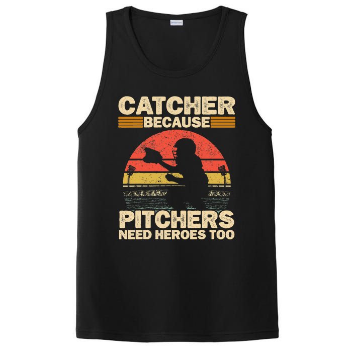 Catcher Because Pitchers Need Heroes Too Baseball PosiCharge Competitor Tank