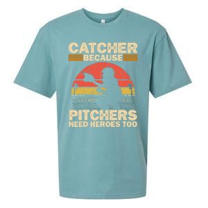 Catcher Because Pitchers Need Heroes Too Baseball Sueded Cloud Jersey T-Shirt