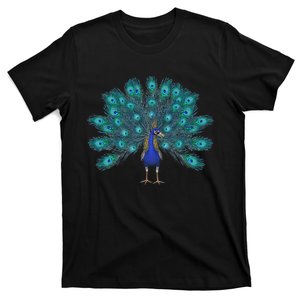 Cute Blue Peacock Print Teal Feathers Clothes T-Shirt