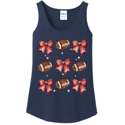 Coquette Bow Pumpkin American Football Thanksgiving Autumn Ladies Essential Tank