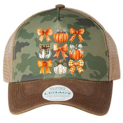 Coquette Bow Pumpkin Season Thanksgiving Autumn Fall Leaves Legacy Tie Dye Trucker Hat