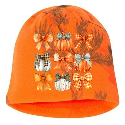 Coquette Bow Pumpkin Season Thanksgiving Autumn Fall Leaves Kati - Camo Knit Beanie