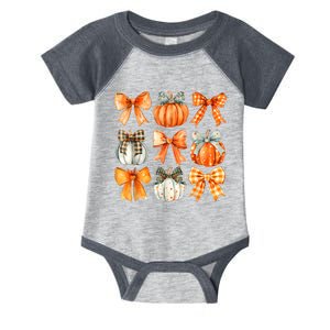 Coquette Bow Pumpkin Season Thanksgiving Autumn Fall Leaves Infant Baby Jersey Bodysuit