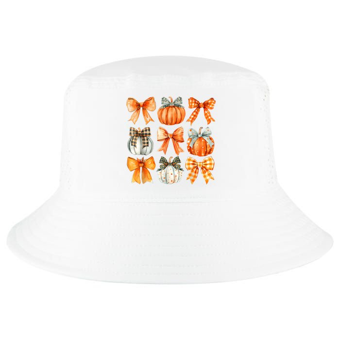 Coquette Bow Pumpkin Season Thanksgiving Autumn Fall Leaves Cool Comfort Performance Bucket Hat