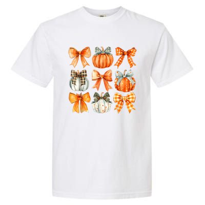 Coquette Bow Pumpkin Season Thanksgiving Autumn Fall Leaves Garment-Dyed Heavyweight T-Shirt