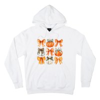 Coquette Bow Pumpkin Season Thanksgiving Autumn Fall Leaves Hoodie