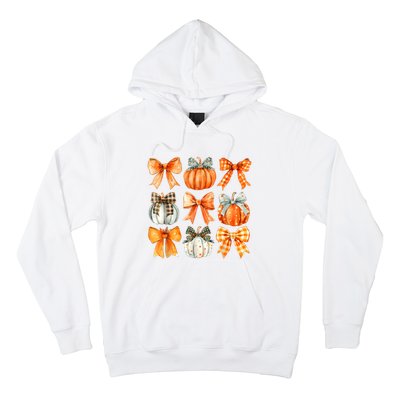 Coquette Bow Pumpkin Season Thanksgiving Autumn Fall Leaves Hoodie