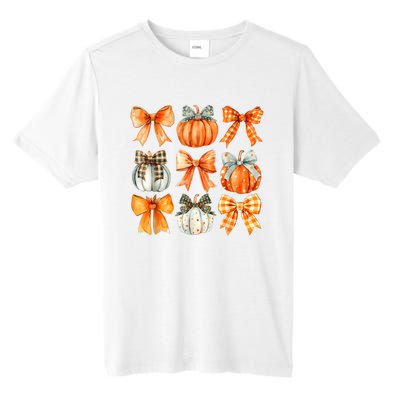 Coquette Bow Pumpkin Season Thanksgiving Autumn Fall Leaves Tall Fusion ChromaSoft Performance T-Shirt