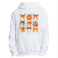 Coquette Bow Pumpkin Season Thanksgiving Autumn Fall Leaves Urban Pullover Hoodie