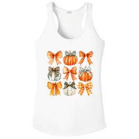 Coquette Bow Pumpkin Season Thanksgiving Autumn Fall Leaves Ladies PosiCharge Competitor Racerback Tank