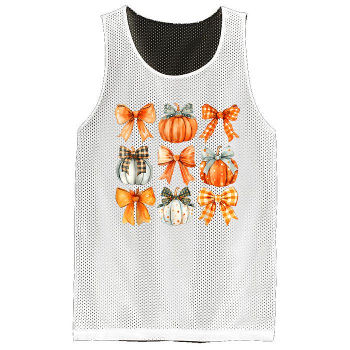 Coquette Bow Pumpkin Season Thanksgiving Autumn Fall Leaves Mesh Reversible Basketball Jersey Tank