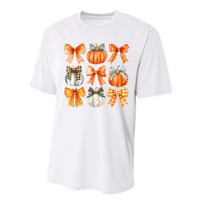 Coquette Bow Pumpkin Season Thanksgiving Autumn Fall Leaves Performance Sprint T-Shirt