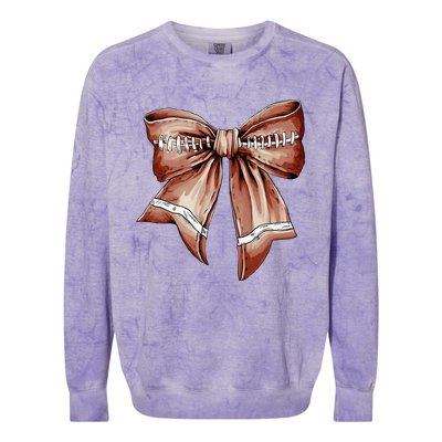 Coquette Bow Pumpkin American Football Thanksgiving Autumn Colorblast Crewneck Sweatshirt