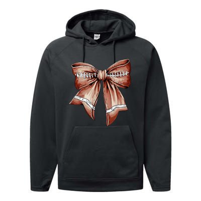 Coquette Bow Pumpkin American Football Thanksgiving Autumn Performance Fleece Hoodie