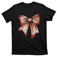 Coquette Bow Pumpkin American Football Thanksgiving Autumn T-Shirt